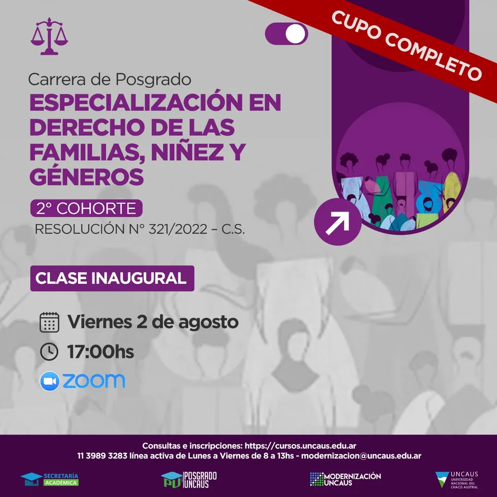 Especialización en Derecho de las Familias, Niñez y Géneros - 2da Cohorte