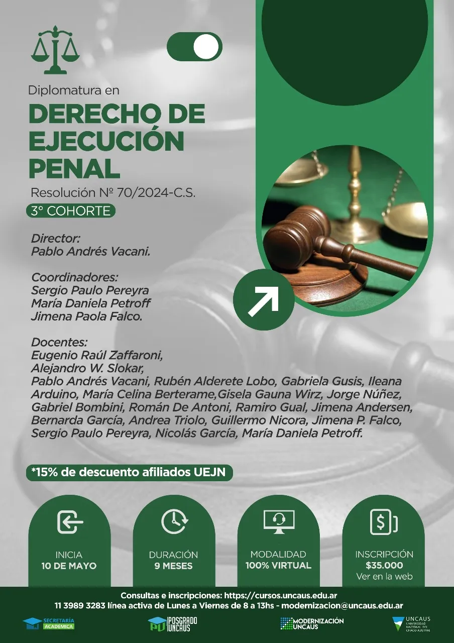 Diplomatura en Derecho de Ejecución Penal 2024