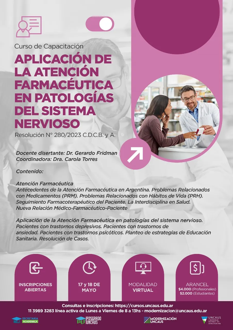 Curso de Capacitación “Aplicación de la Atención Farmacéutica en patologías del sistema nervioso”