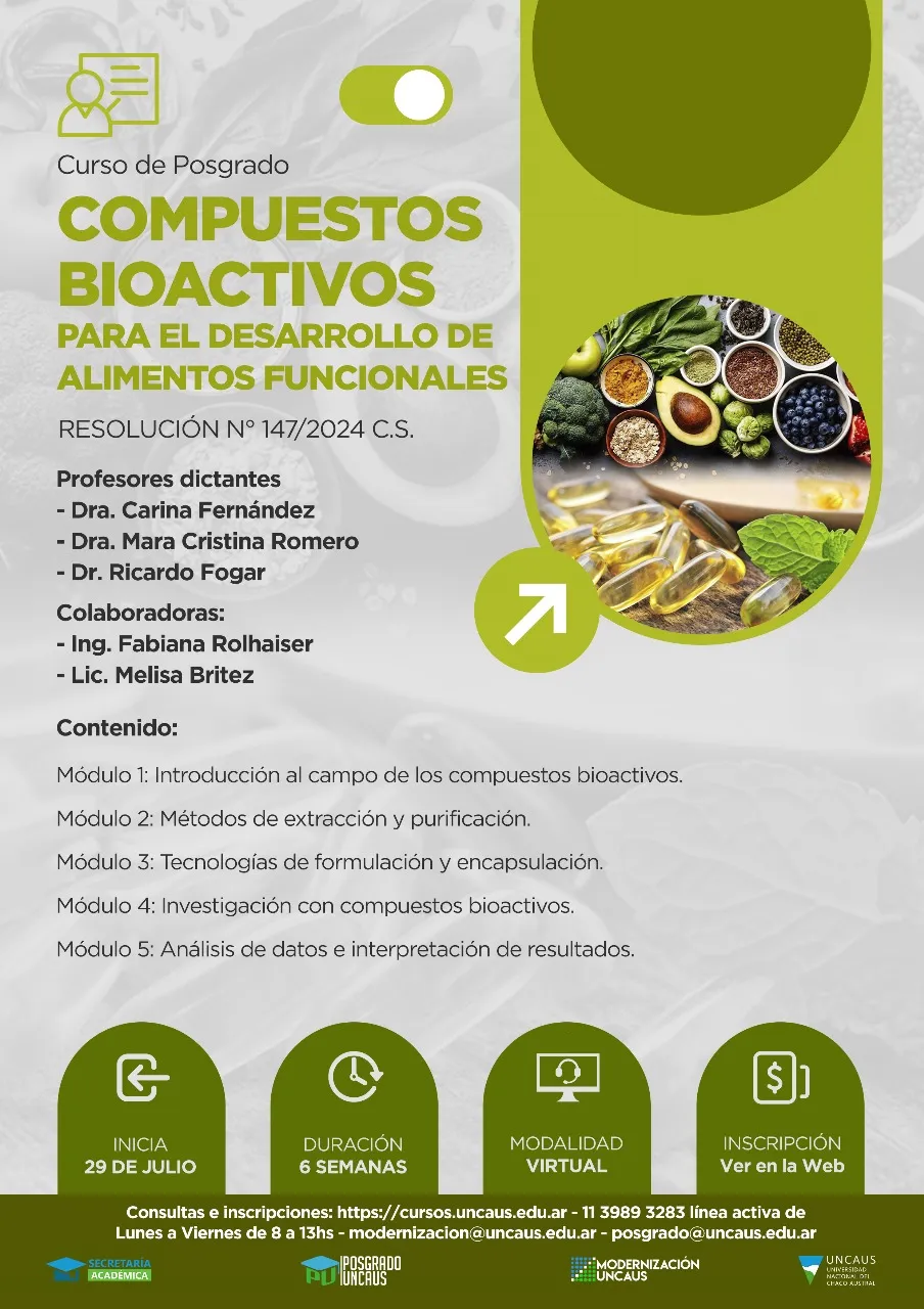 Compuestos bioactivos para el desarrollo de alimentos funcionales
