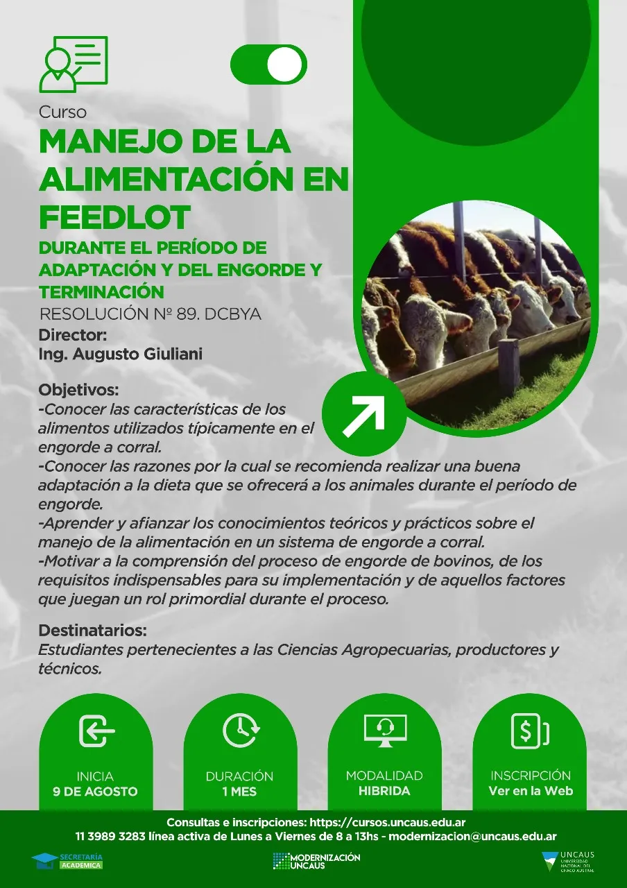 Curso de Manejo de la alimentación en Feedlot durante el período de adaptación del engorde