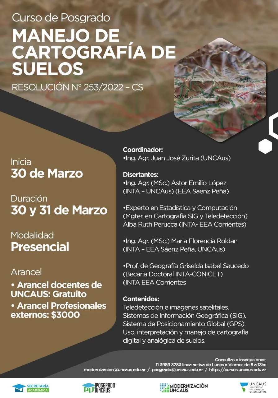 Curso Posgrado: Manejo de Cartografía de Suelos, Teledetección y Sistemas de Información Geográfica