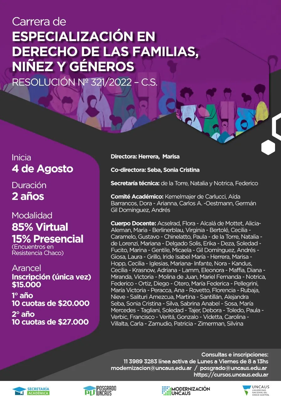 Especialización en Derecho de las Familias, Niñez y Géneros. 2° AÑO