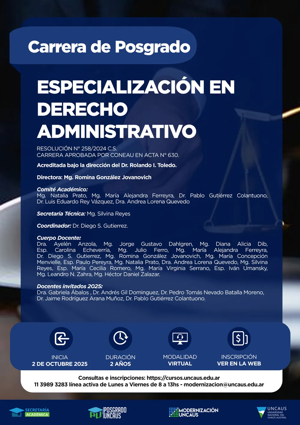 Especialización en Derecho Administrativo - 2025
