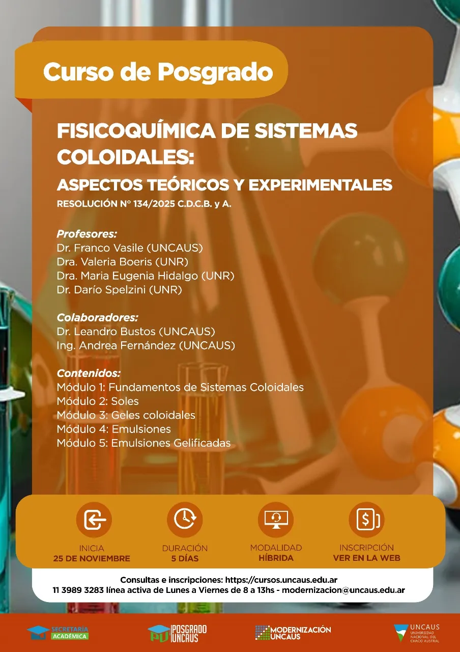 Curso de posgrado: Fisicoquímica de sistemas coloidales: aspectos teóricos y experimentales