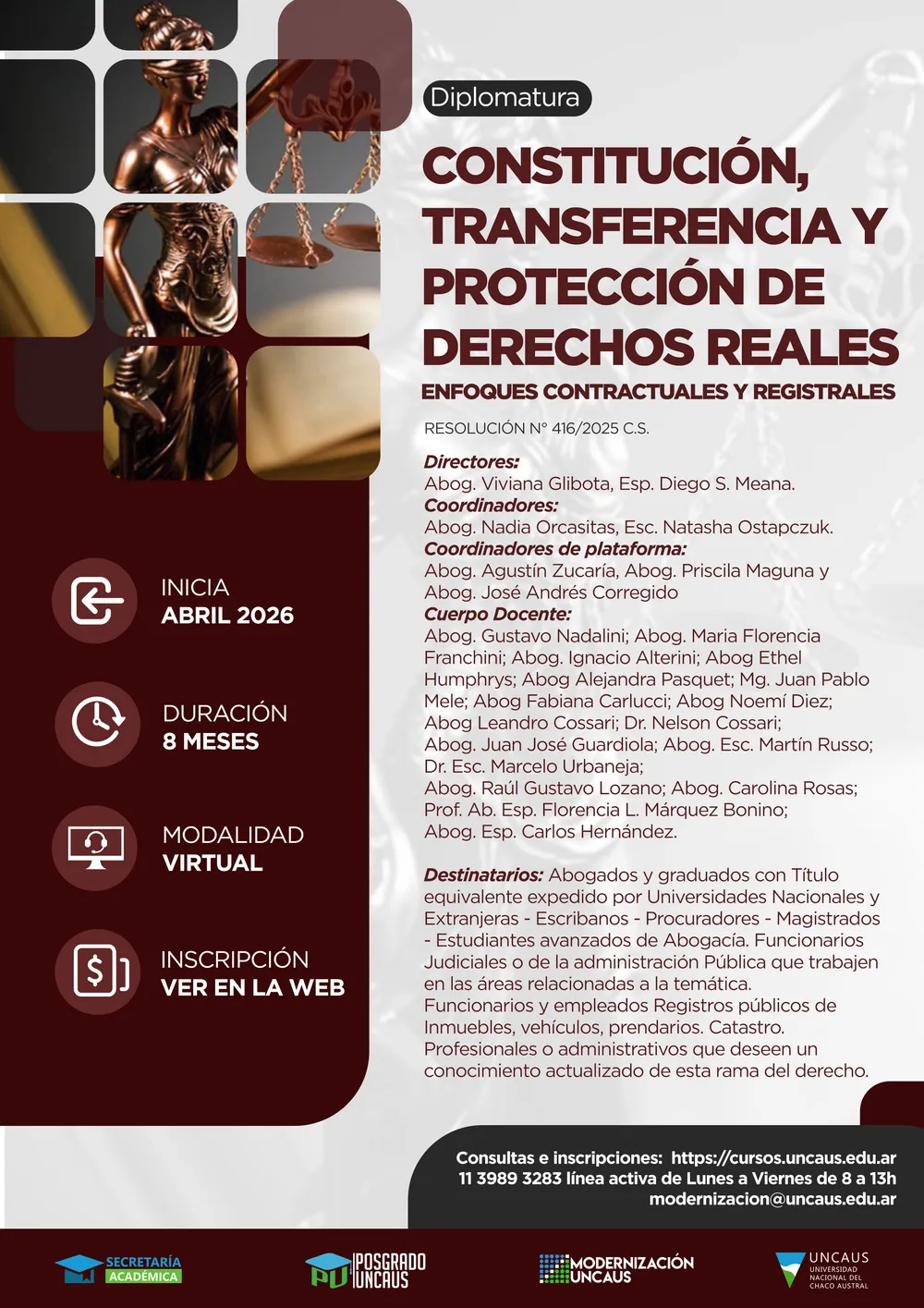 Diplomatura en Constitución, Transferencia y Protección de Derechos Reales – Enfoques Contractuales y Registrales
