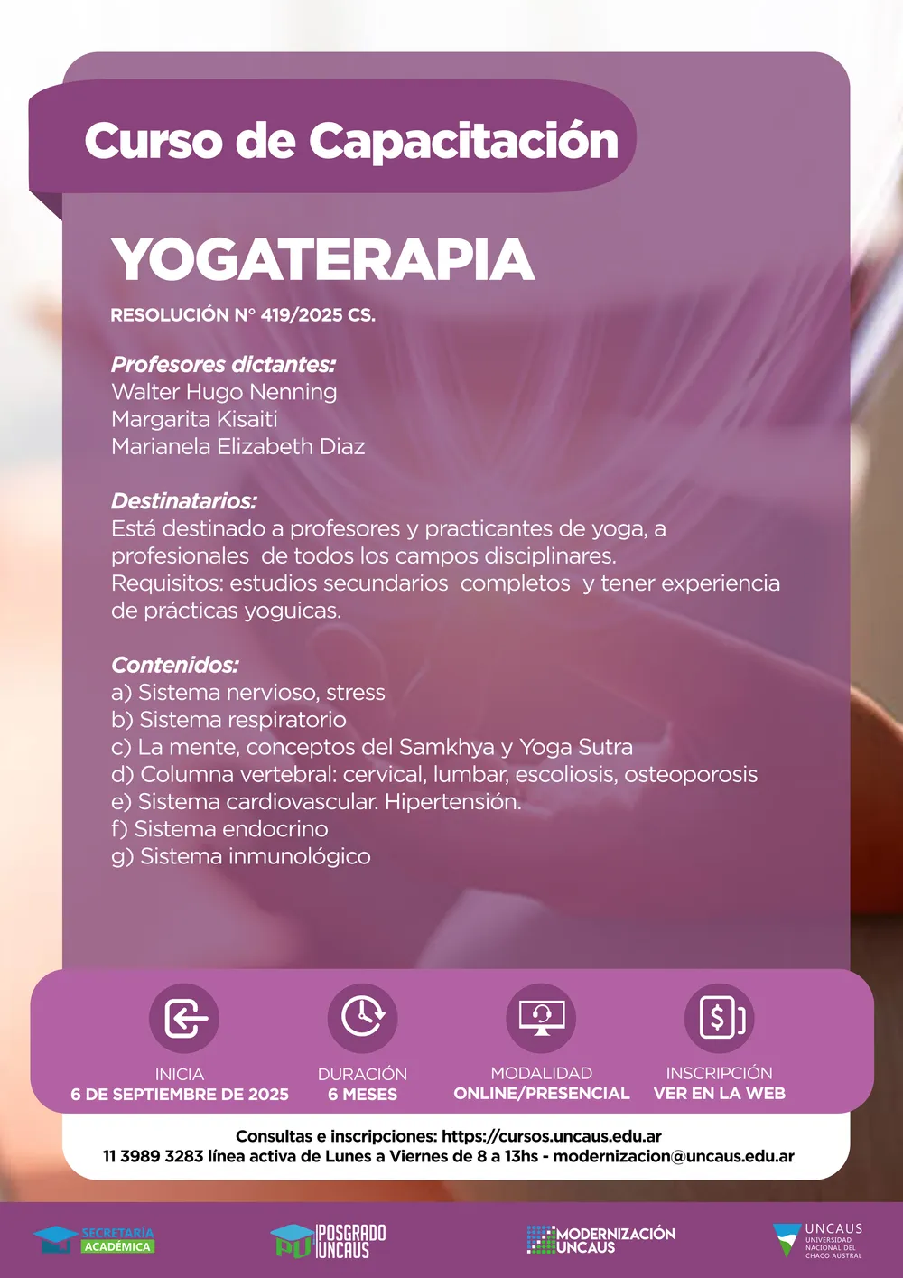 Curso de Capacitación en Yogaterapia