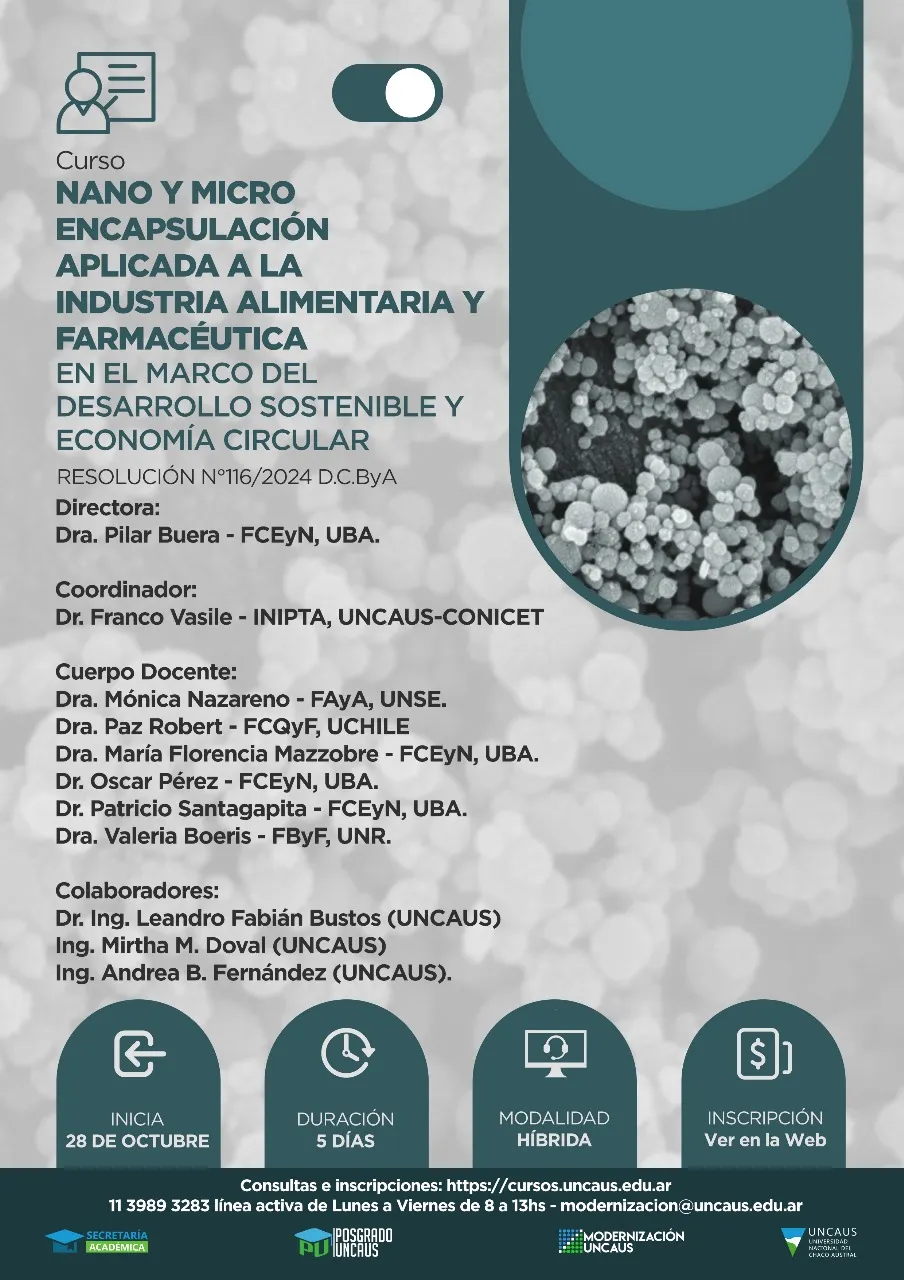 Curso: Nano y microencapsulación aplicada a la industria alimentaria y farmacéutica
