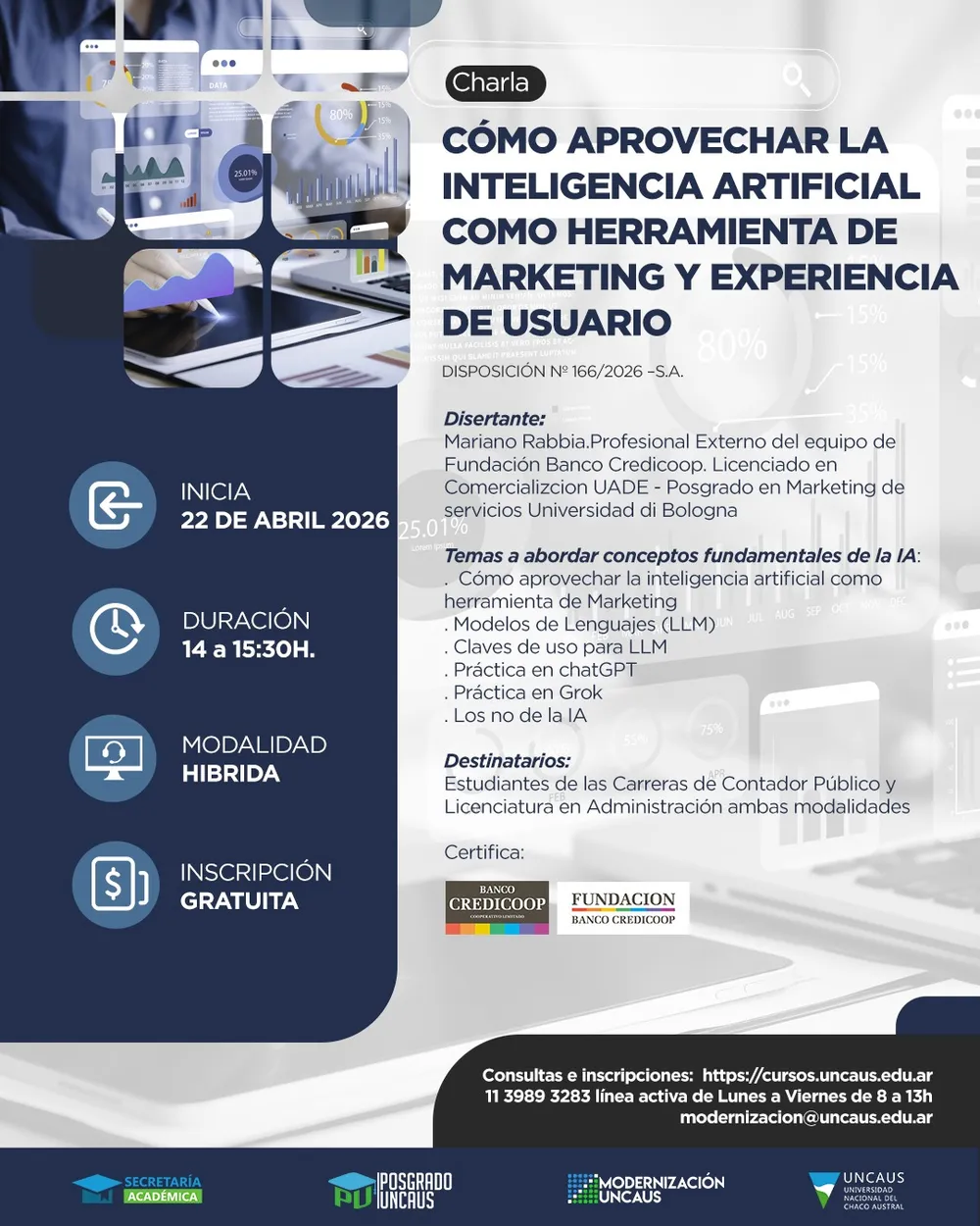 Charla “Cómo aprovechar la IA como herramienta de marketing y herramienta de usuario”