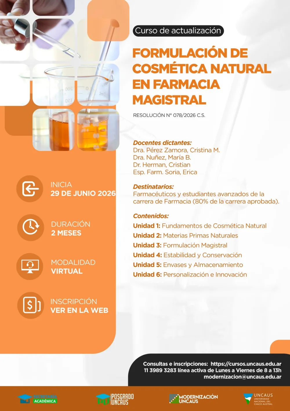 Curso de Actualización: "Formulación de Cosmética Natural en Farmacia Magistral"