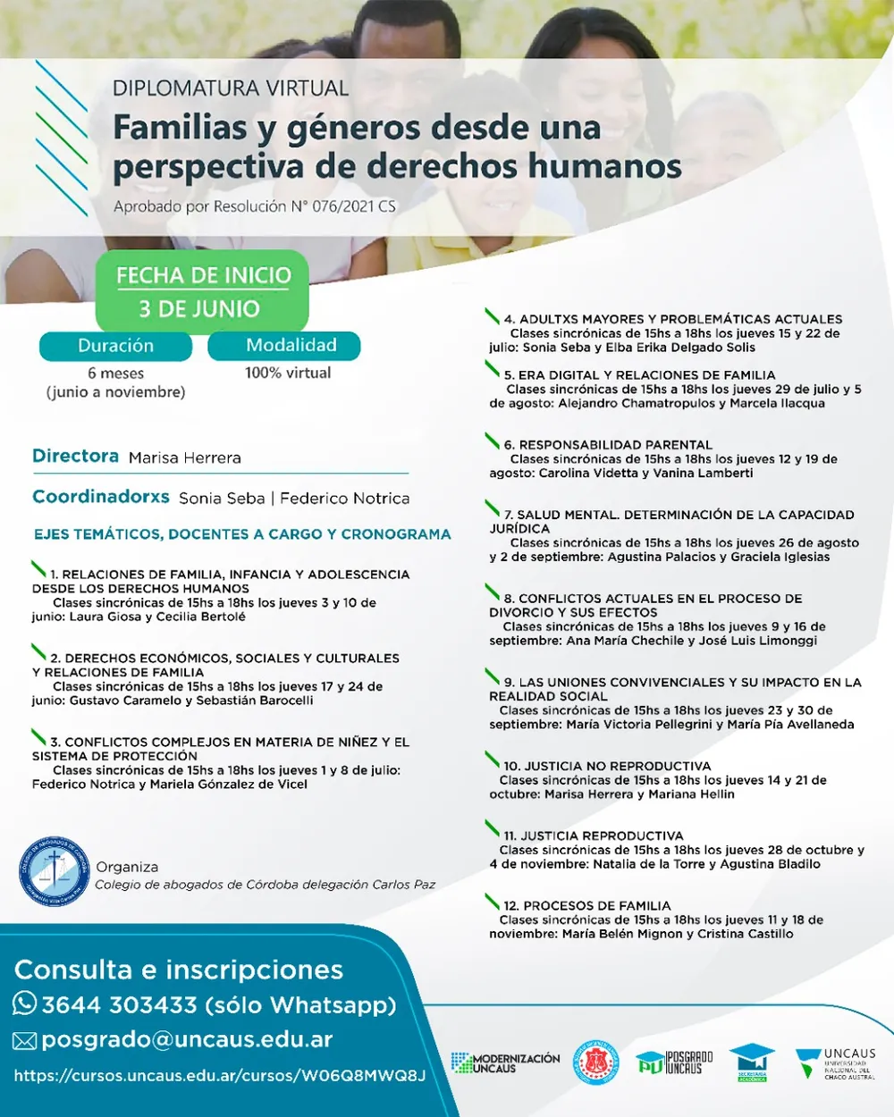 Diplomatura virtual: “Familias y géneros desde una perspectiva de derechos humanos”