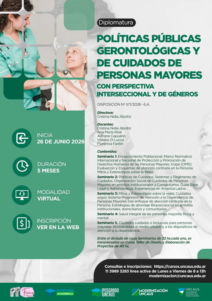 Diplomatura Políticas Públicas Gerontológicas y de Cuidados de Personas Mayores 2026