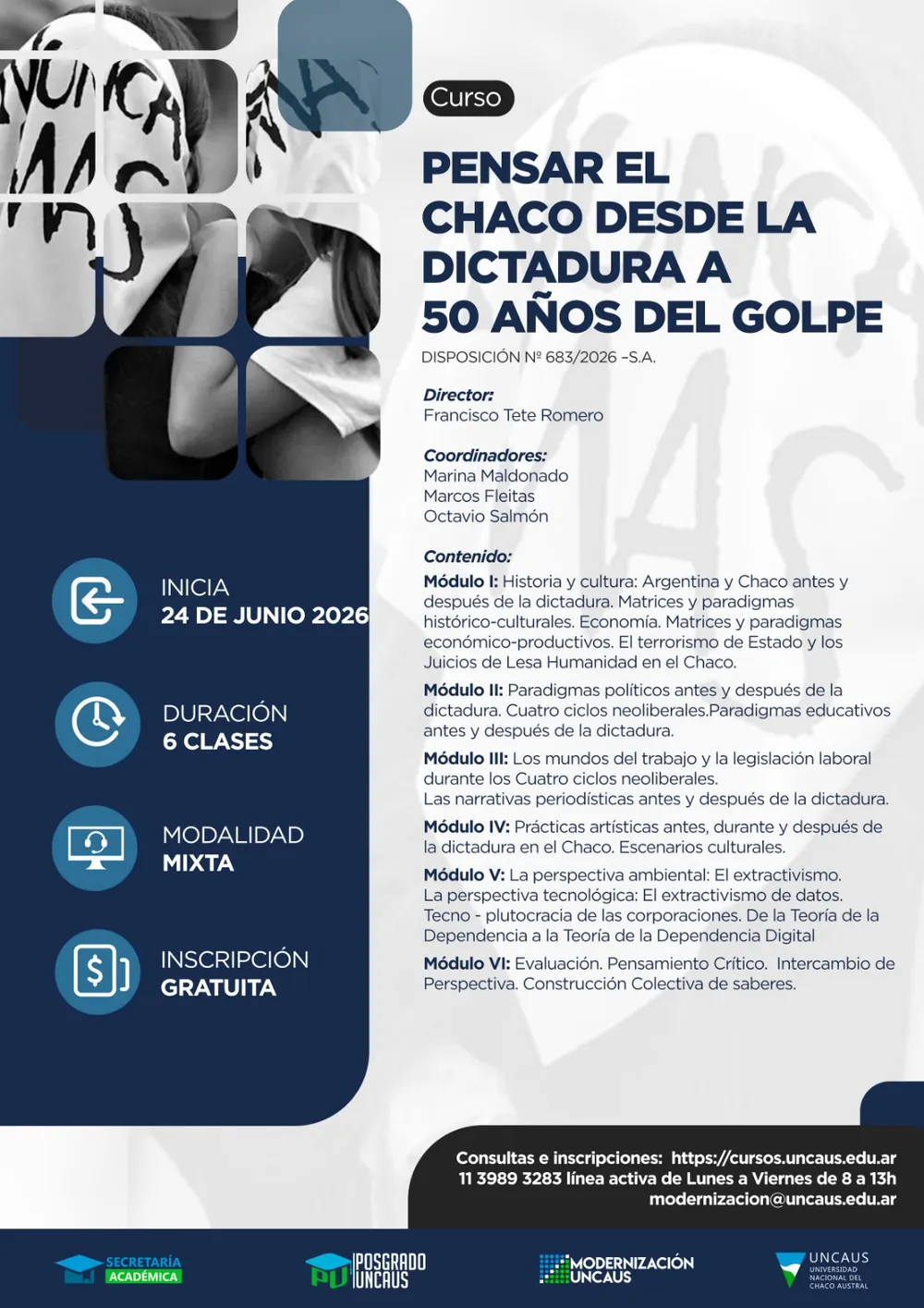 CURSO: PENSAR EL CHACO DESDE LA DICTADURA A 50 AÑOS DEL GOLPE