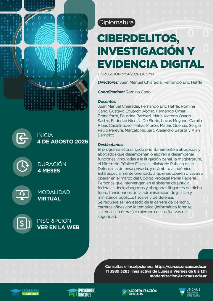 Diplomatura en Ciberdelitos, investigación y evidencia digital