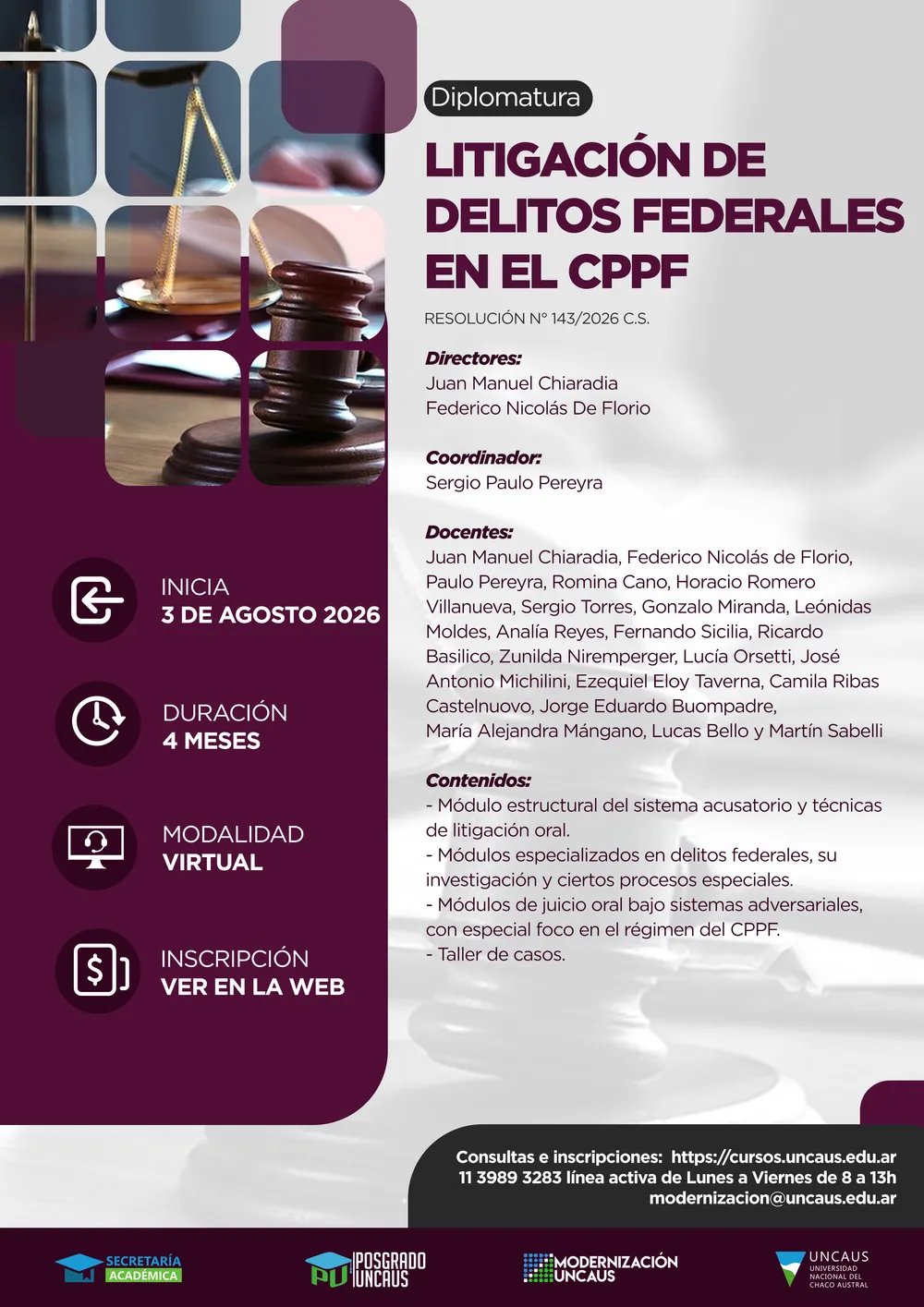 Diplomatura en Litigación de delitos federales en el CPPF.