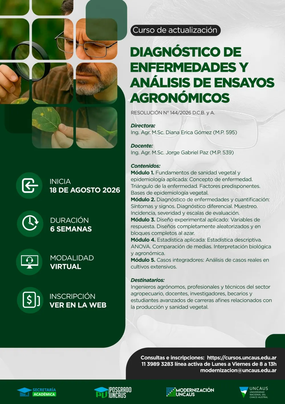 Curso de Actualización en Diagnóstico de Enfermedades y Análisis de Ensayos Agronómicos