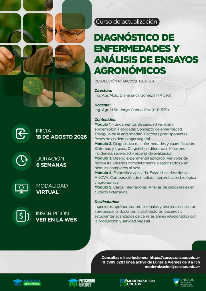 Curso de Actualización en Diagnóstico de Enfermedades y Análisis de Ensayos Agronómicos