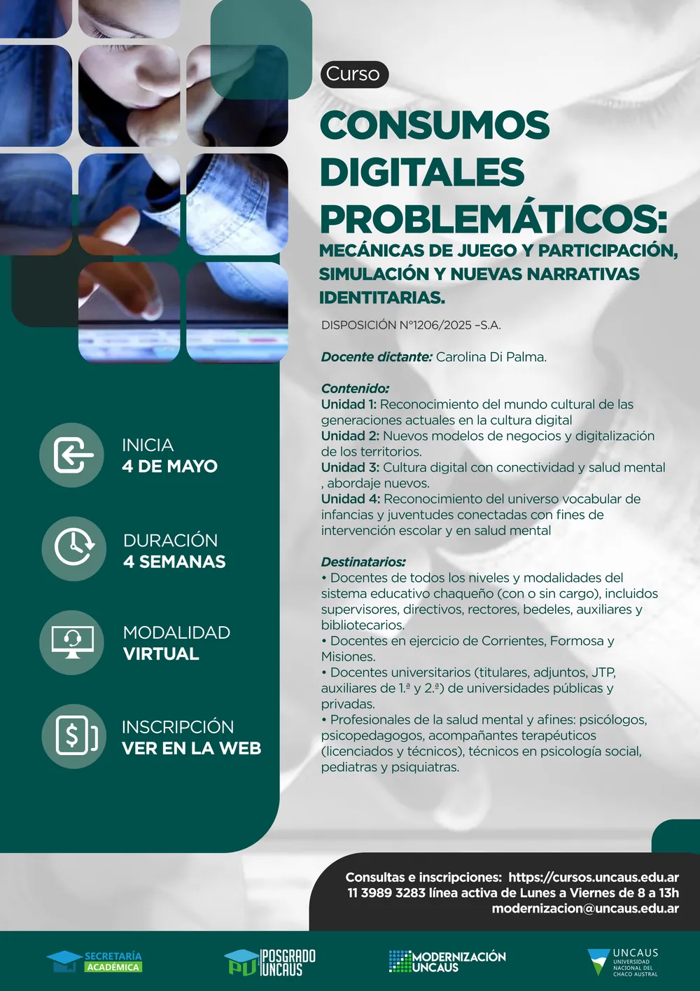 CURSO DE CAPACITACIÓN: Consumos digitales problemáticos