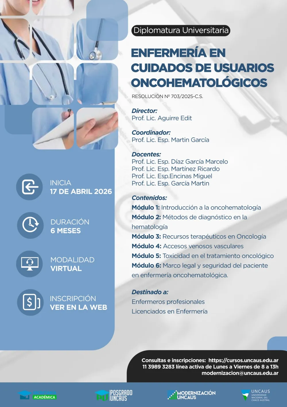 Diplomatura Universitaria en Enfermería en Cuidados de Usuarios Oncohematológicos