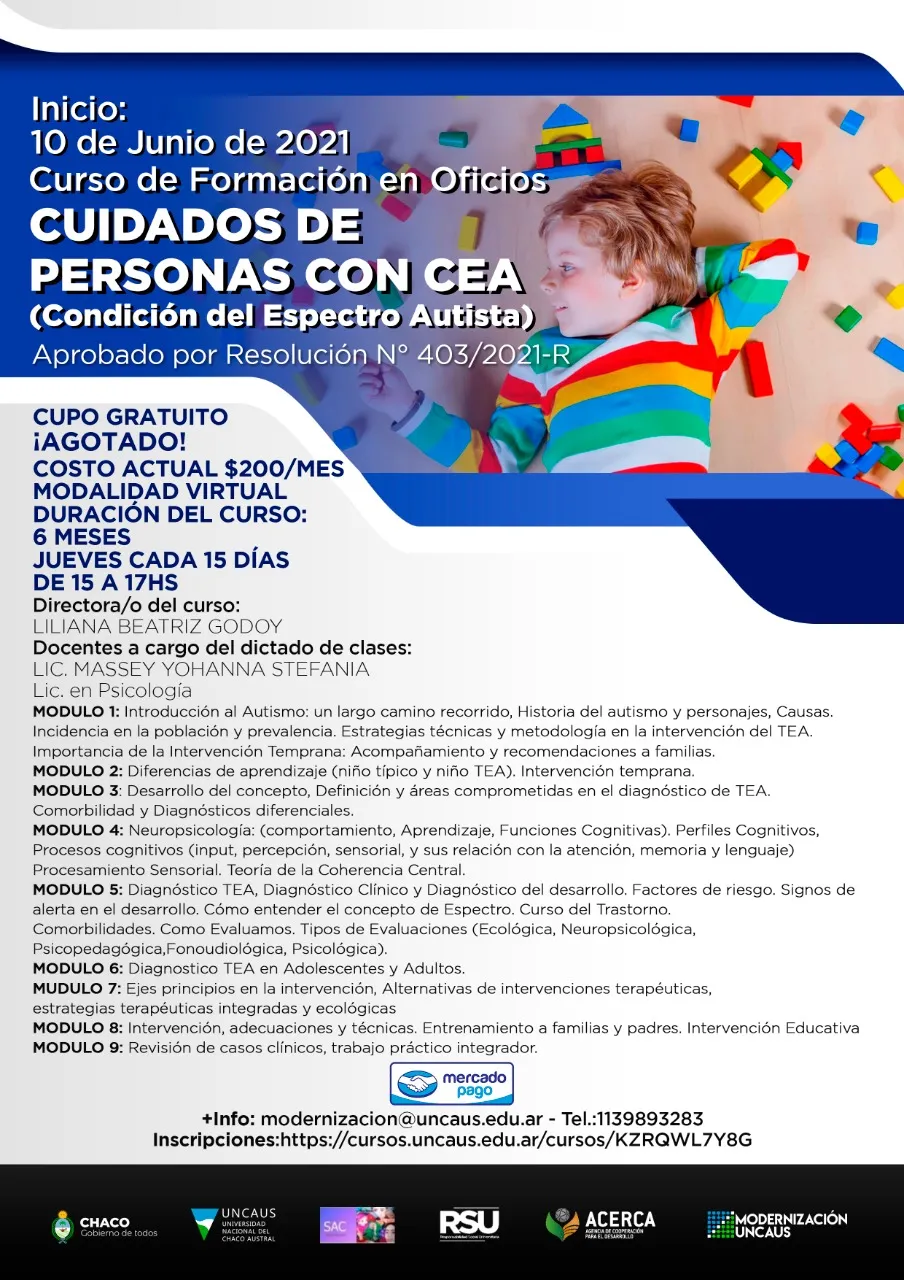 Curso Cuidados de personas con CEA (Condición del Espectro autista)