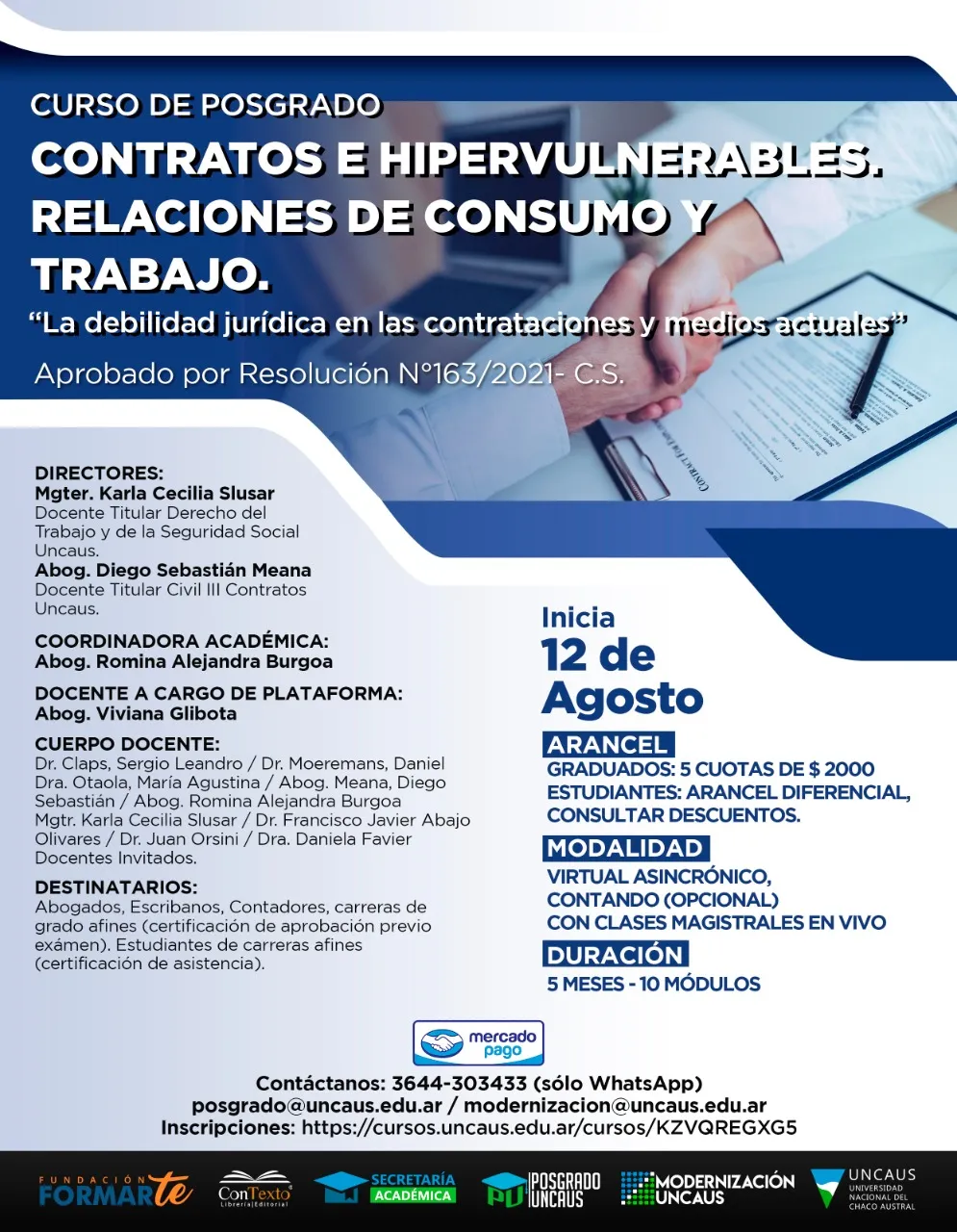Curso de Contratos e Hipervulnerables. Relaciones de Consumo y Trabajo.