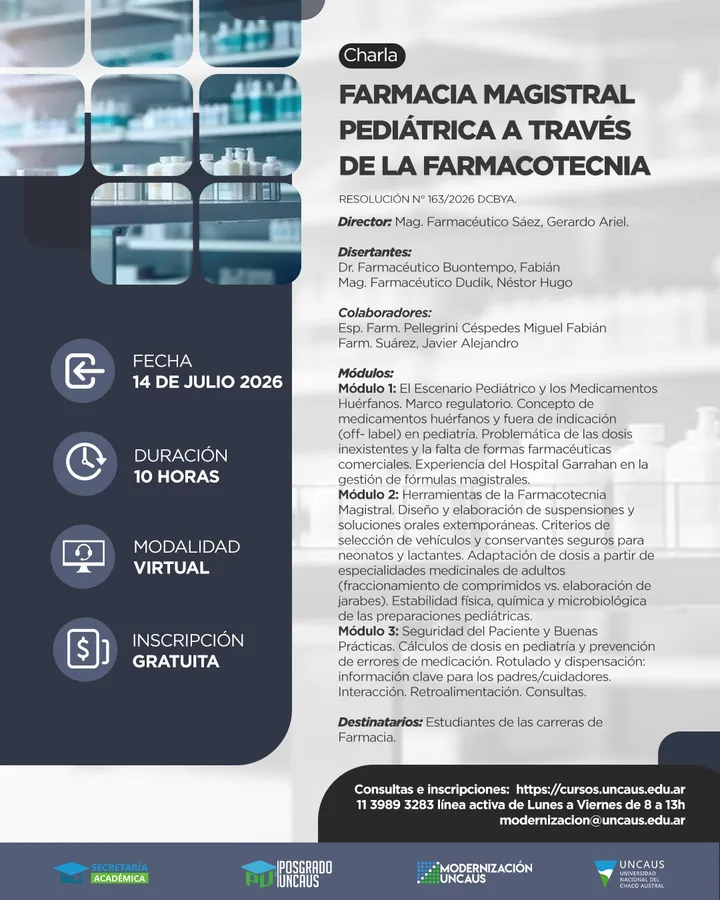 CHARLA: FARMACIA MAGISTRAL PEDIATRICA A TRAVES DE LA FARMACOTECNIA
