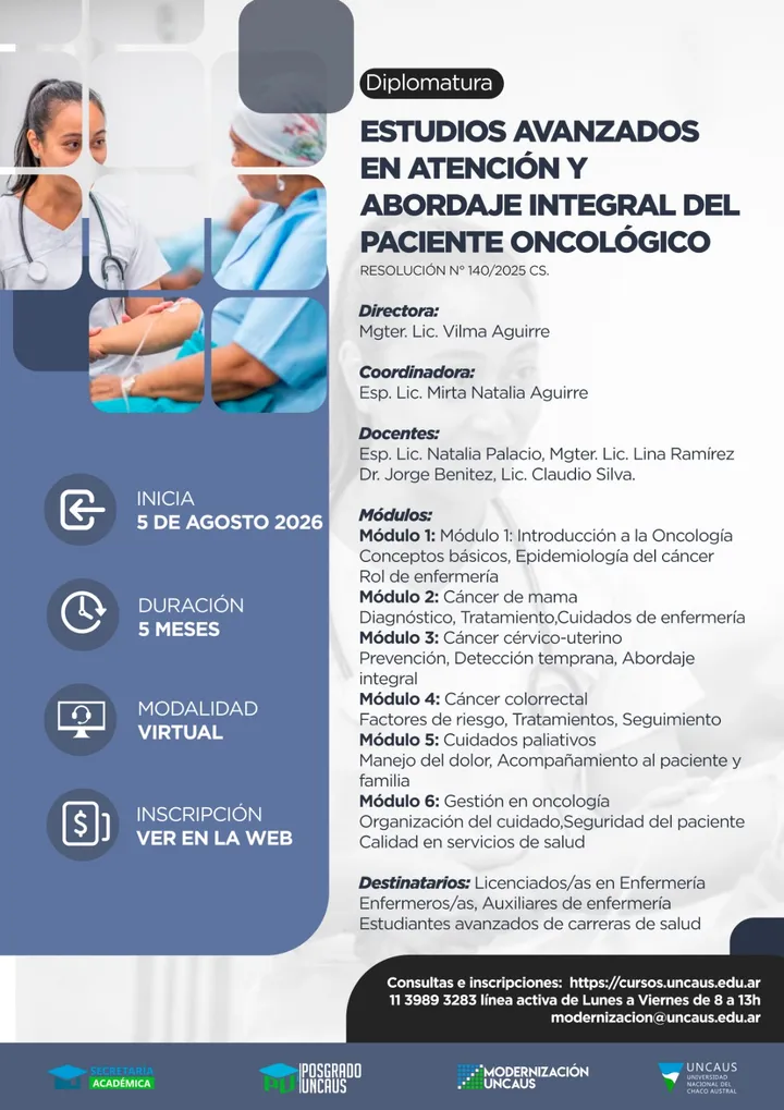 Diplomatura en Estudios Avanzados en Atención y Abordaje Integral del Paciente Oncológico