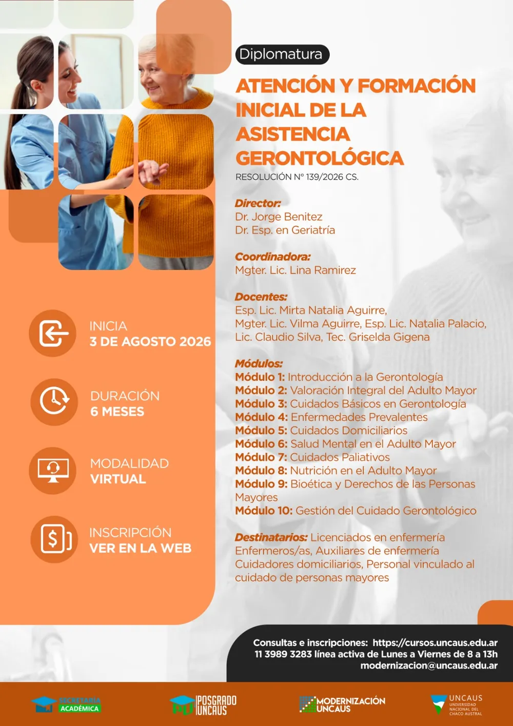 Diplomatura en Atención y Formación Inicial de la Asistencia Gerontológica
