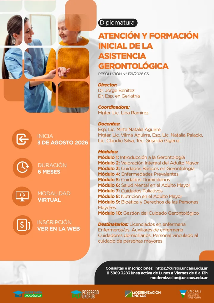 Diplomatura en Atención y Formación Inicial de la Asistencia Gerontológica