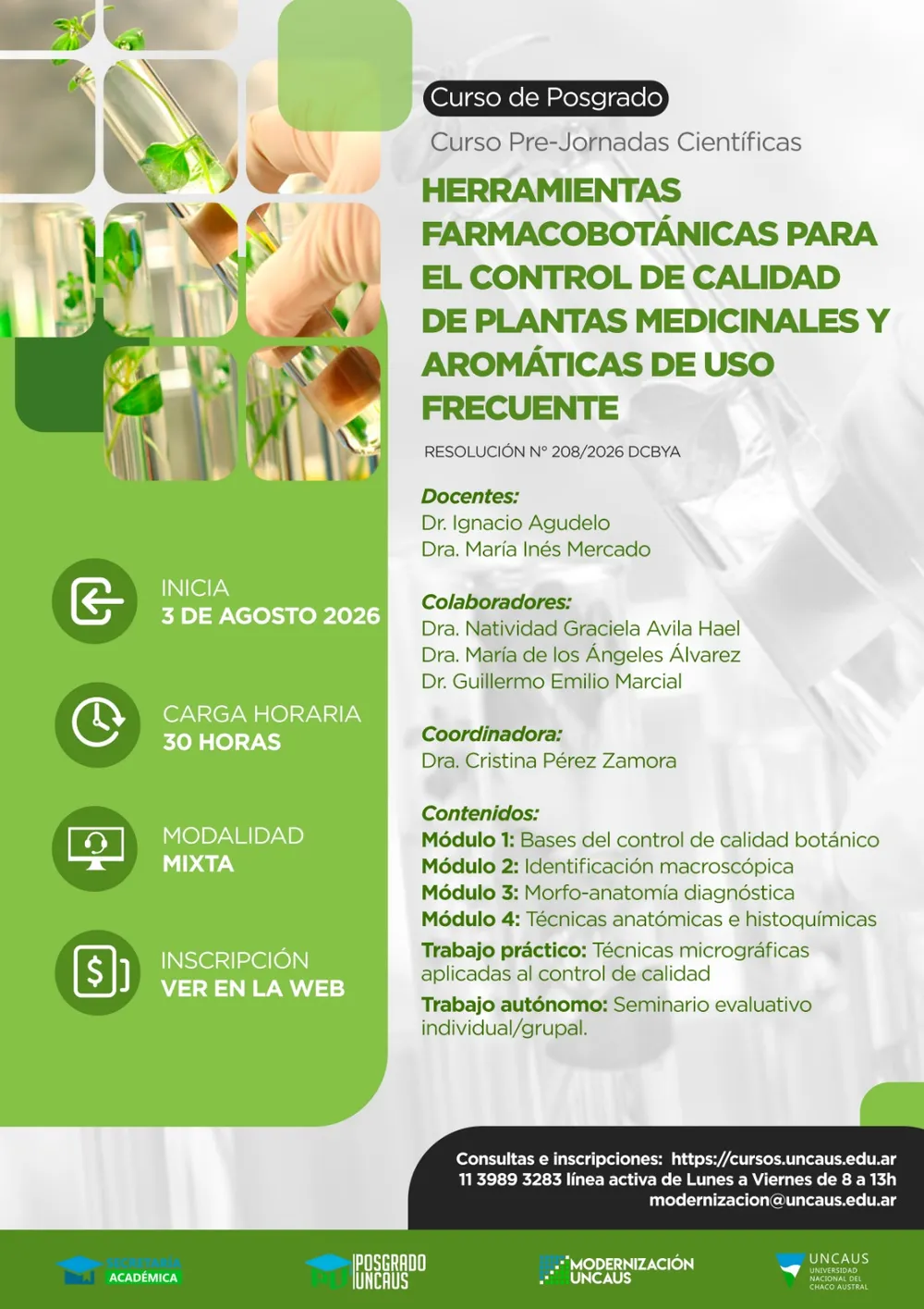 Curso: Herramientas farmacobotánicas para el control de calidad de plantas medicinales