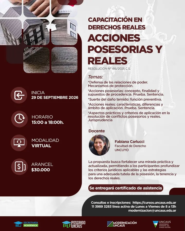 CAPACITACION EN DERECHOS REALES: Acciones posesorias y reales.