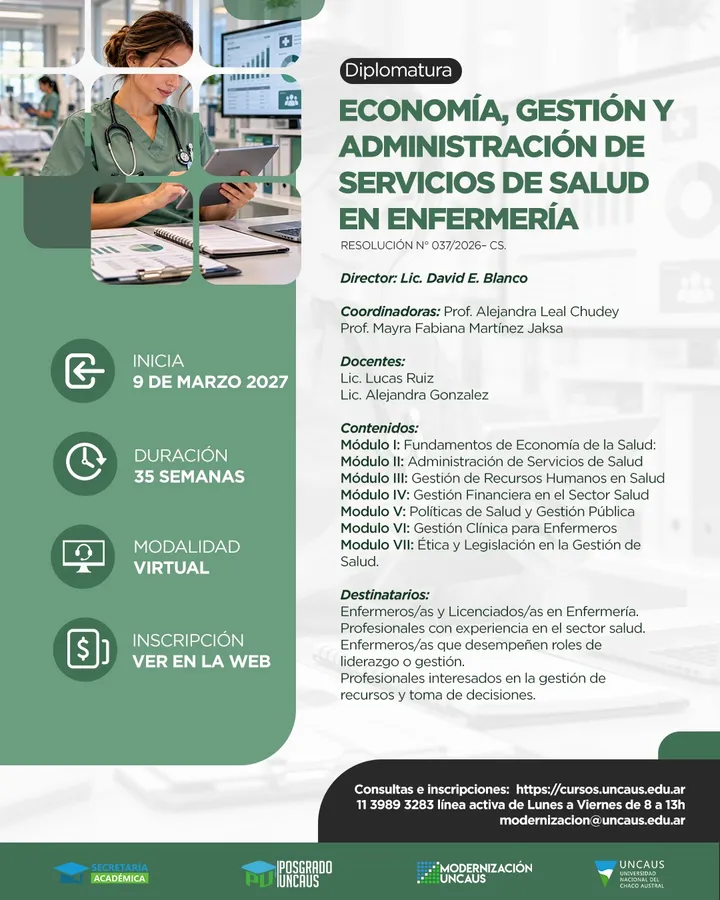 Diplomatura en Economía, Gestión y Administración de Servicios de Salud en Enfermería.
