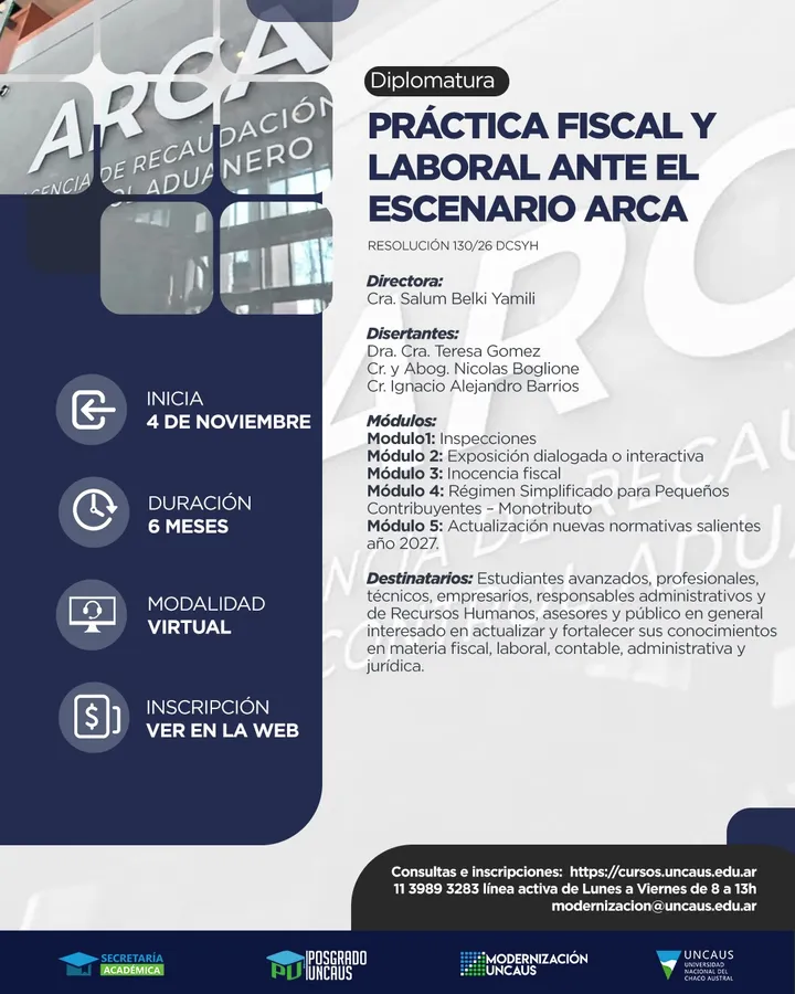 DIPLOMATURA SUPERIOR: PRÁCTICA FISCAL Y LABORAL ANTE EL ESCENARIO ARCA
