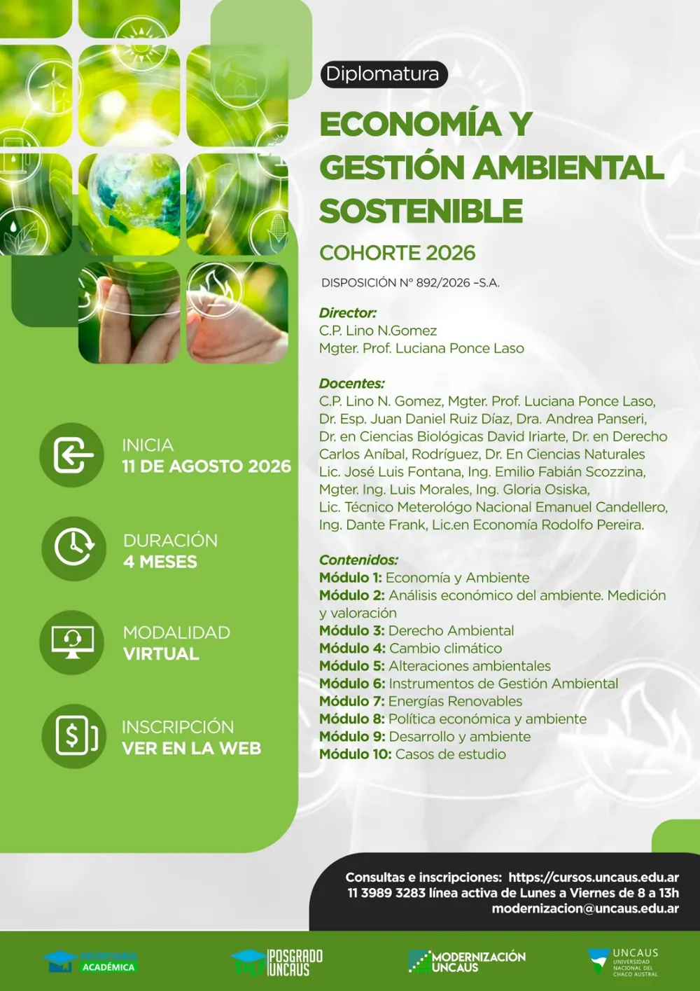 Diplomatura en Economía y Gestión Ambiental Sostenible 2026