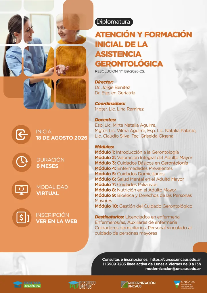 Diplomatura en Atención y Formación Inicial de la Asistencia Gerontológica
