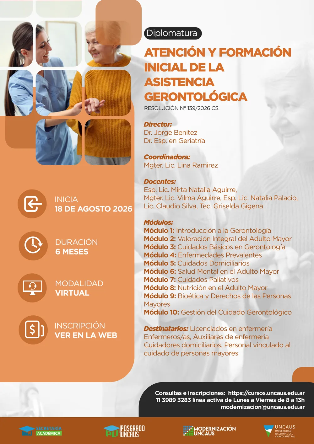 Diplomatura en Atención y Formación Inicial de la Asistencia Gerontológica