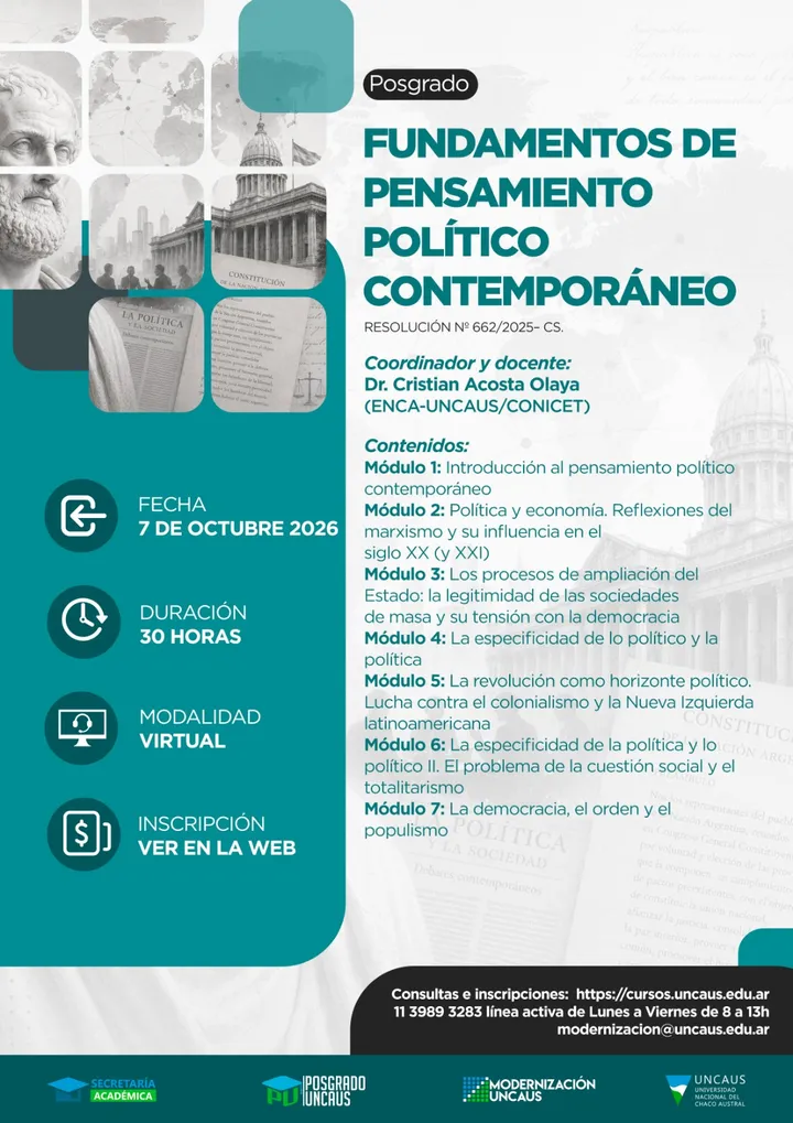 Curso de Posgrado Fundamentos de pensamiento político Contemporáneo