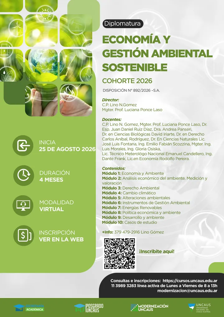Diplomatura en Economía y Gestión Ambiental Sostenible 2026