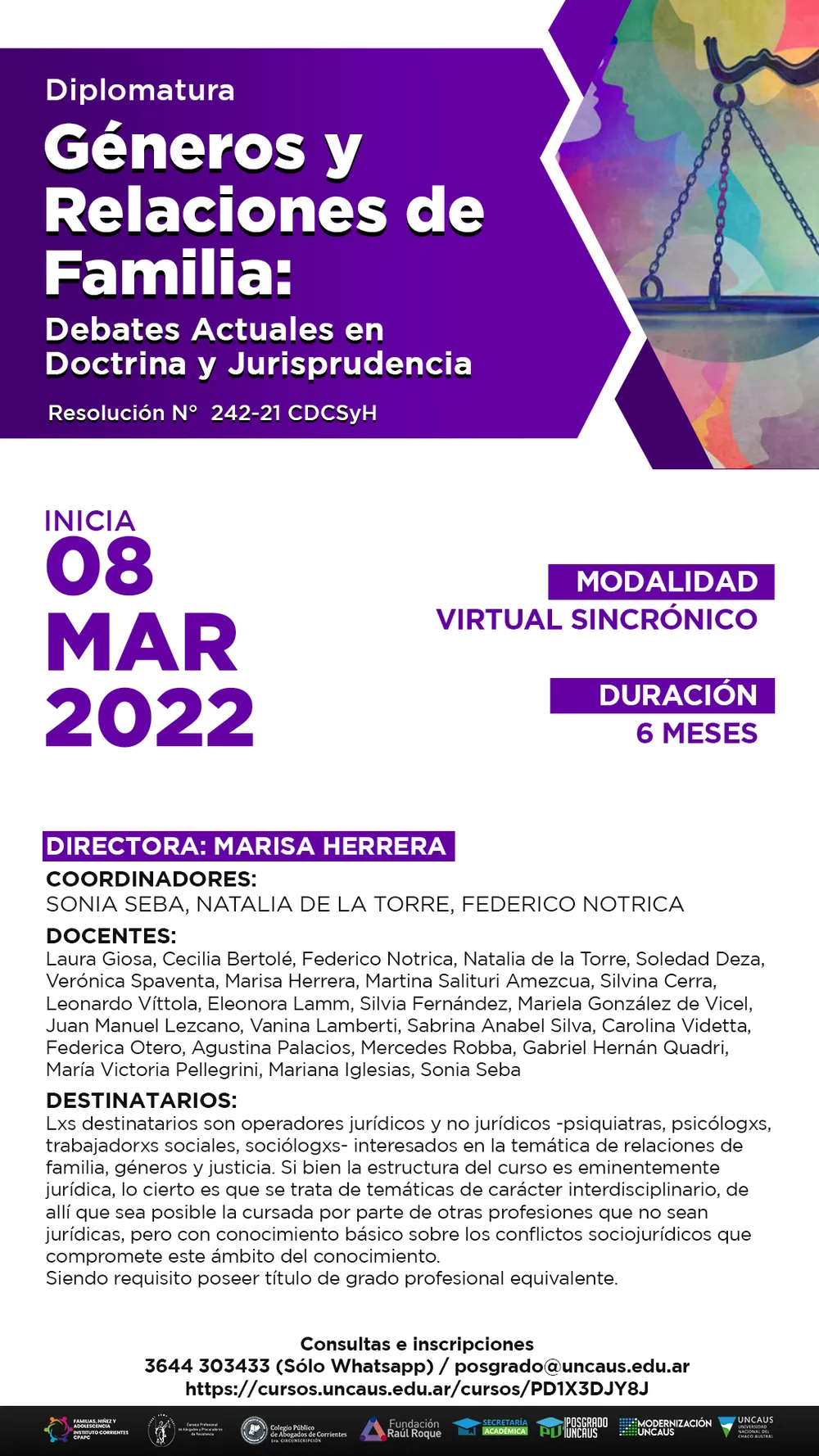 Diplomatura “Géneros y Relaciones de Familia: debates actuales en doctrina y jurisprudencia”