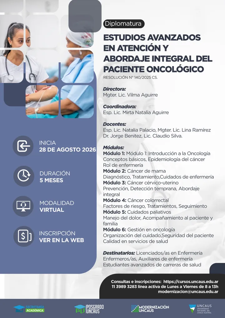 Diplomatura en Estudios Avanzados en Atención y Abordaje Integral del Paciente Oncológico