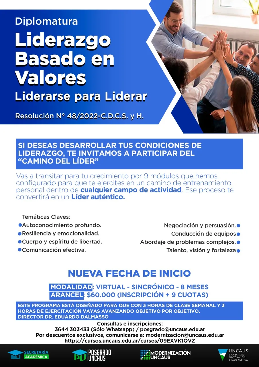 Diplomatura en Liderazgo basado en valores: Liderarse para Liderar COHORTE 2022