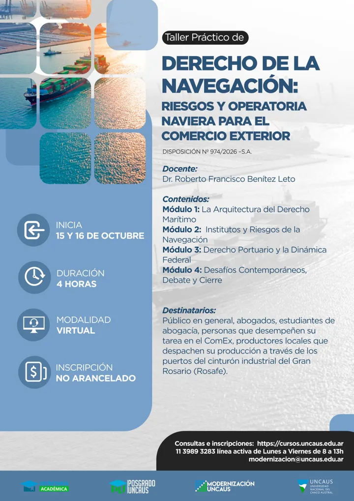 Taller Práctico de Derecho de la Navegación: Riesgos y Operatoria Naviera para el Comercio Exterior
