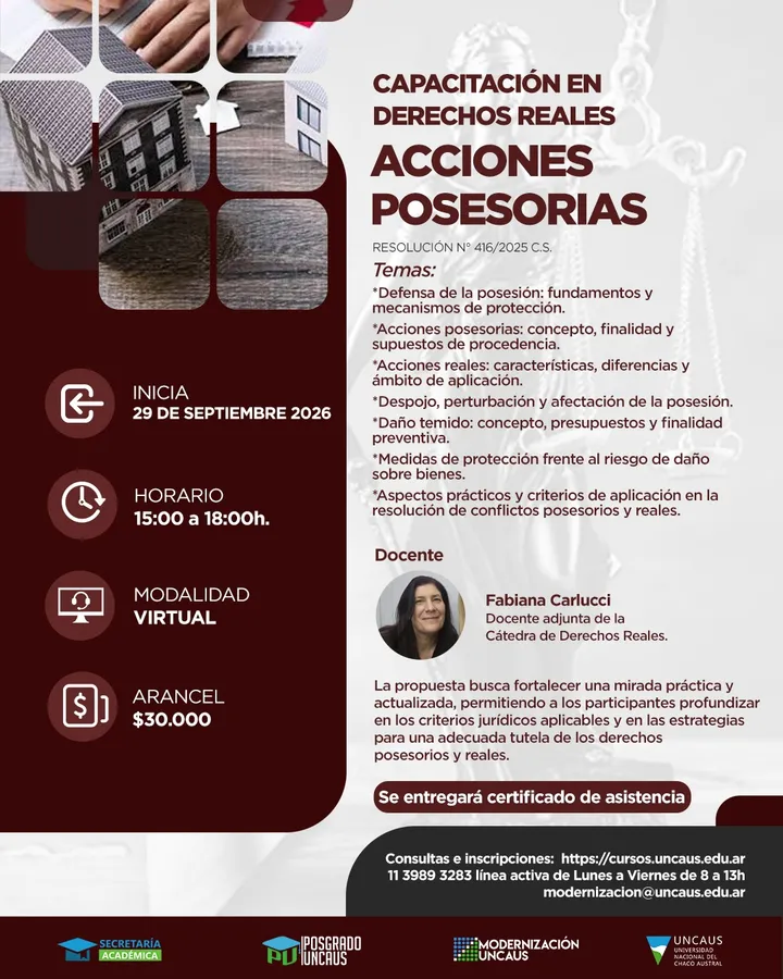 CAPACITACION EN DERECHOS REALES: Acciones posesorias y reales.