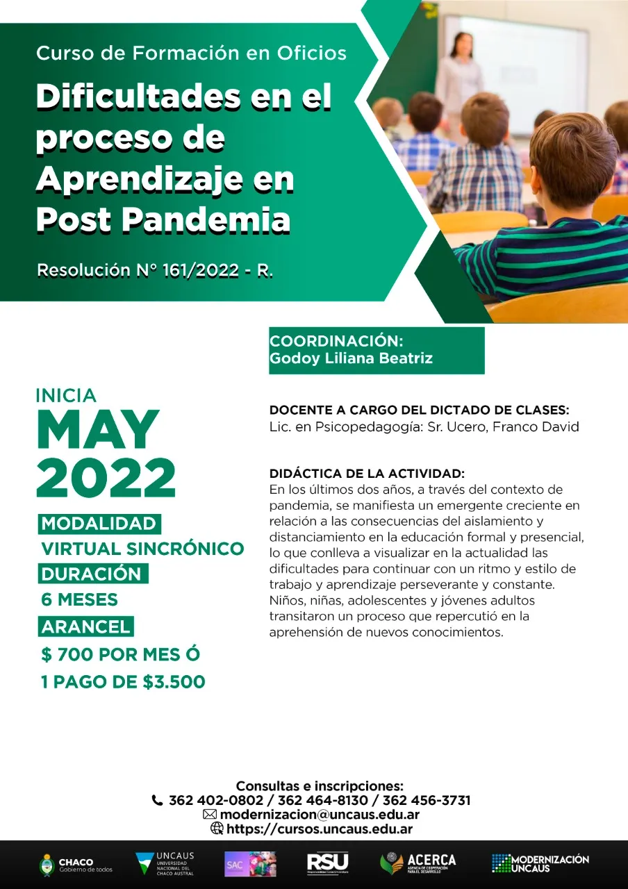 Dificultades en el proceso de Aprendizaje en Post Pandemia