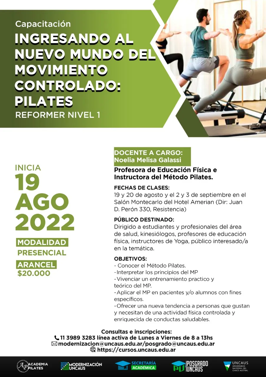 CURSO DE CAPACITACIÓN: PILATES - REFORMER NIVEL I