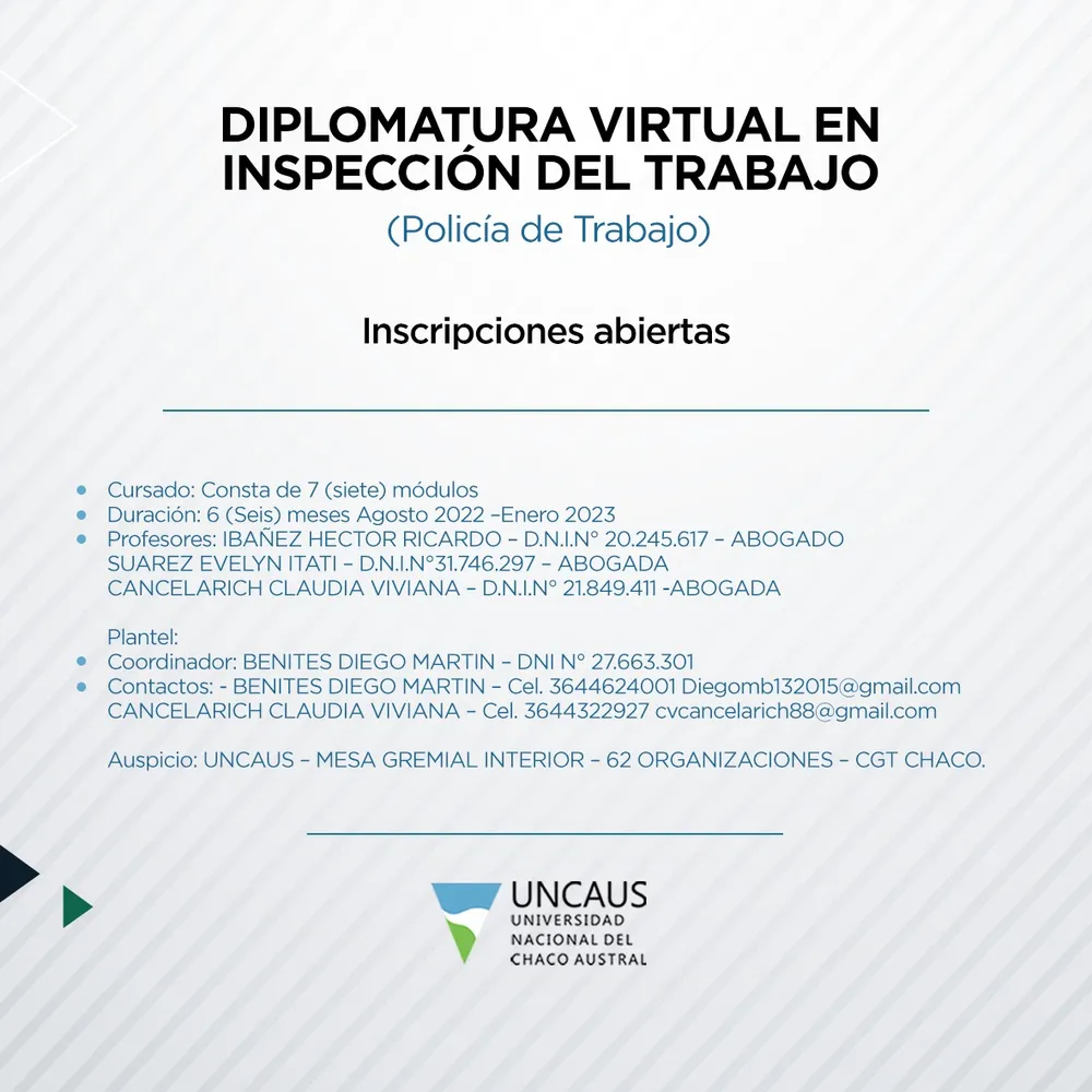 Diplomatura en Inspección del Trabajo (Policía de Trabajo)