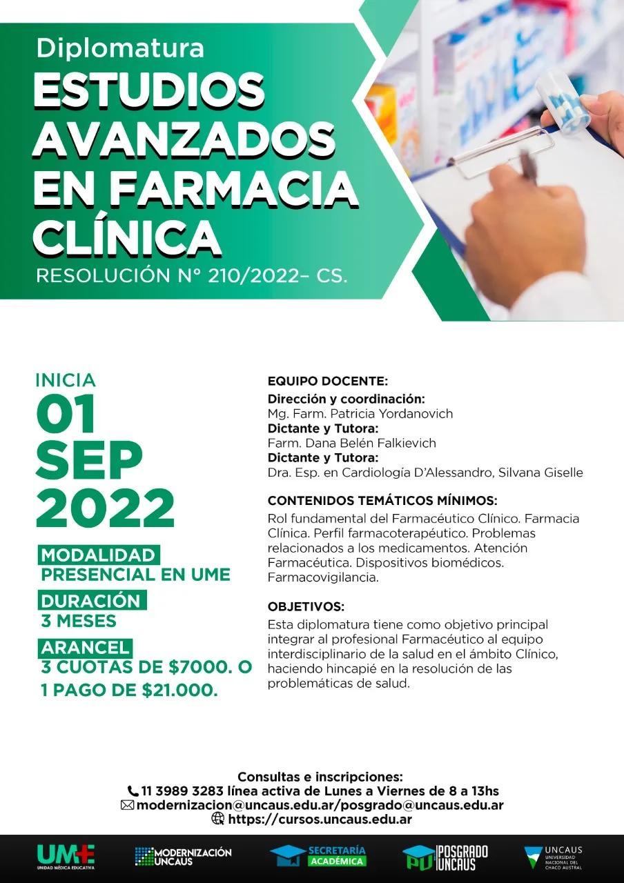 Diplomatura en Estudios Avanzados de Farmacia Clínica
