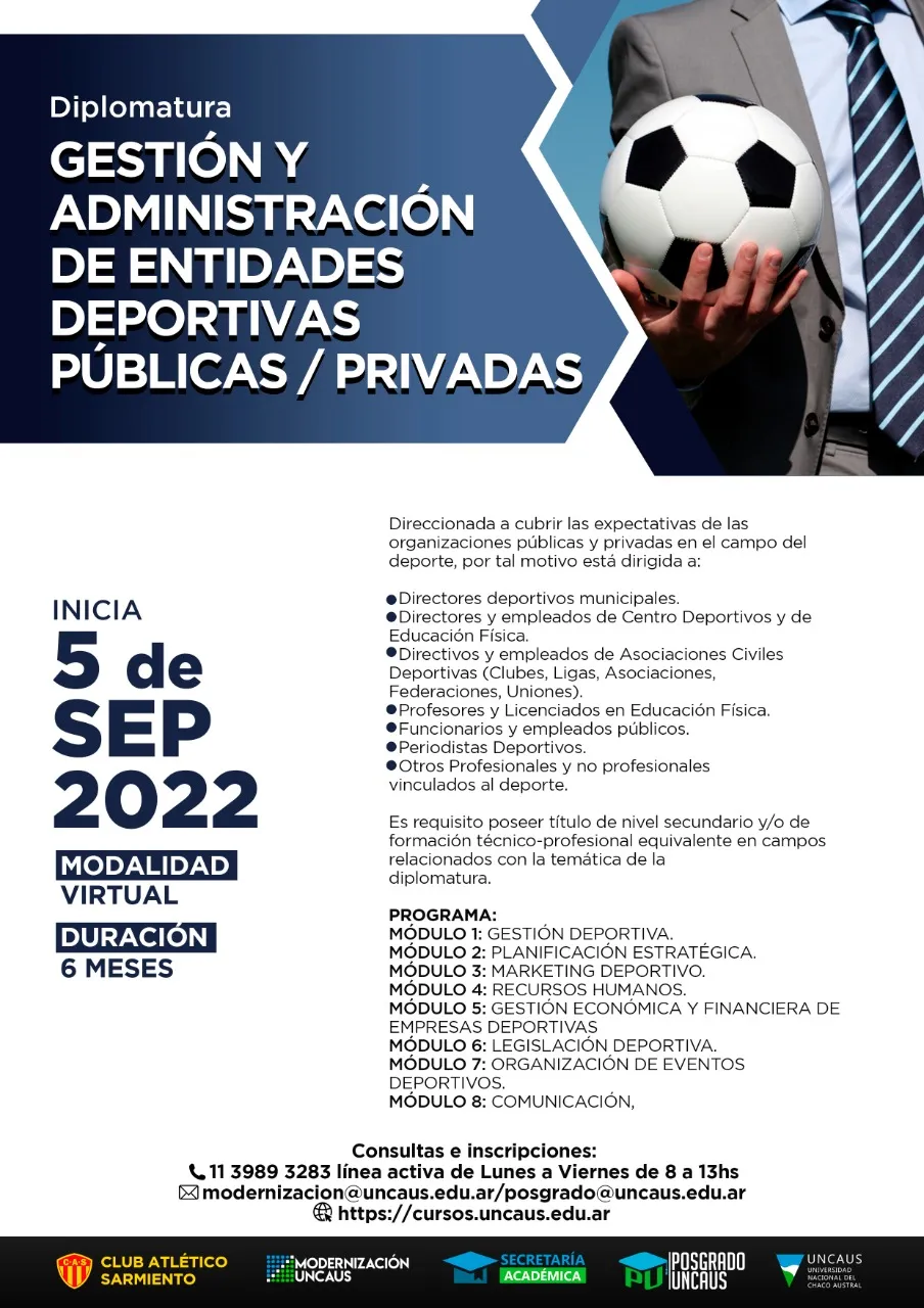 Diplomatura en Gestión y Administración de Entidades Deportivas Públicas o Privadas