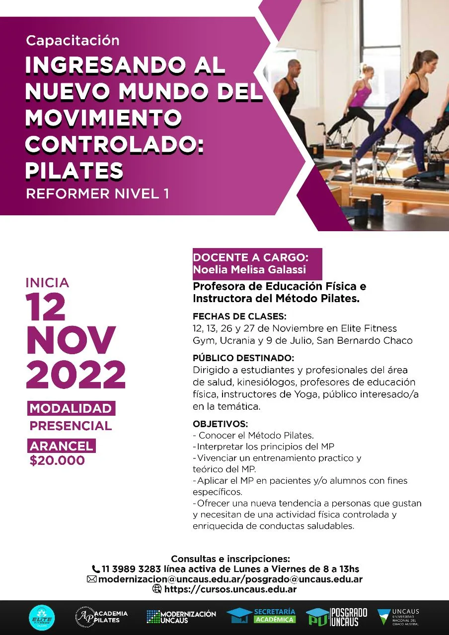 CURSO DE CAPACITACIÓN: PILATES - REFORMER NIVEL I