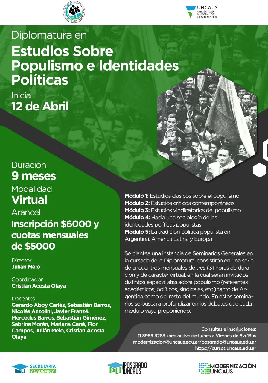 Diplomatura en Estudios Sobre Populismo e Identidades Políticas - 2da Cohorte